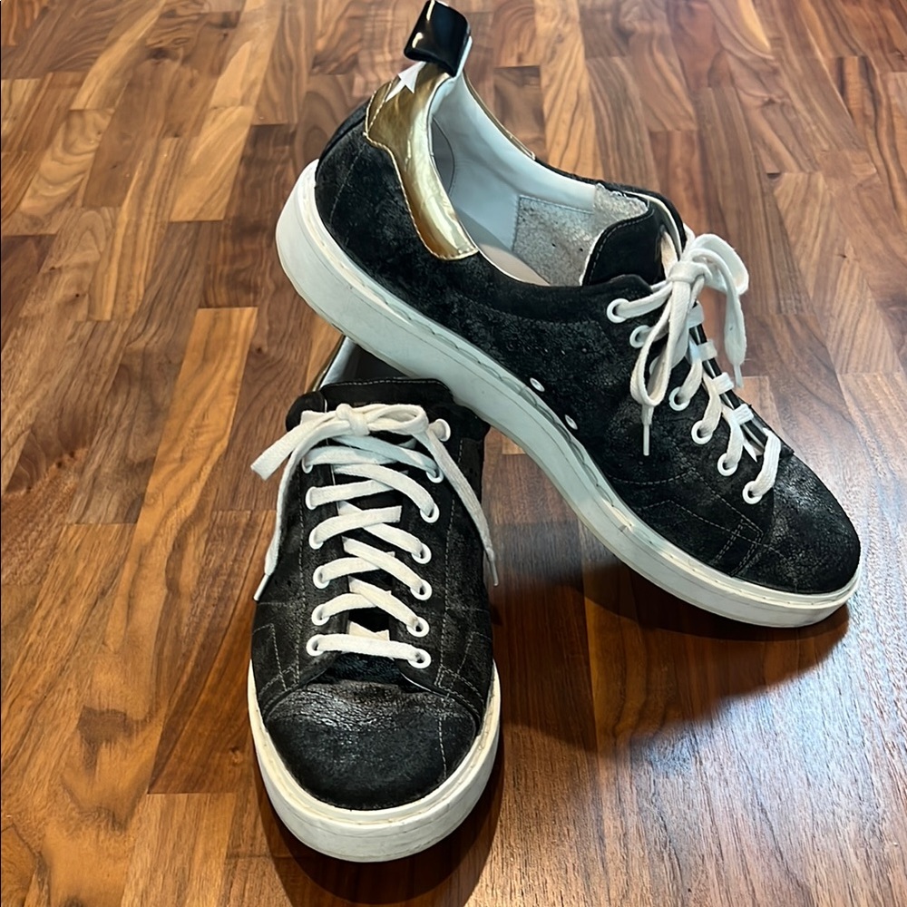Golden Goose Dark Gray and White Sneakers